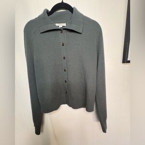 VINCE Polo Wool & Cashmere-Blend Polo Cardigan- NWT size S. Color Malachite